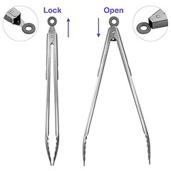 304 Stainless Steel Kitchen Cooking Tongs, 14″ and 16″ Set of 2 Sturdy Grilling