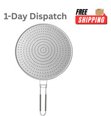 Silicone Splatter Screen for Frying Pan 13 Inch Foldable Handle Black