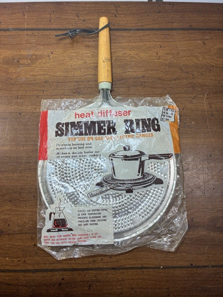Vintage Stove Top Metal Simmer Ring 8” Heat Diffuser For Gas Electric Ranges NIB