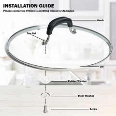 12″ Tempered Glass Lid for Frying Pan and Pots Skillets Replacement Cover