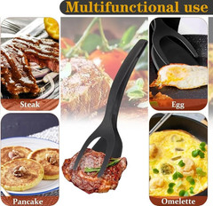 1pcs 2-in-1 Grip & Flip Spatula Tongs – Non-Stick Nylon Egg, Pancake&Fish Turner