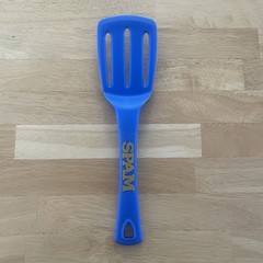SPAM Brand Blue Plastic Slotted Turner Spatula Kitchen Utensil Promo Advertising