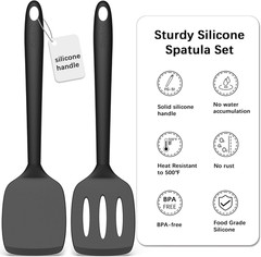 2 Pack Silicone Spatula Set, High Heat Resistant, BPA Free Kitchen Spatula, Soli