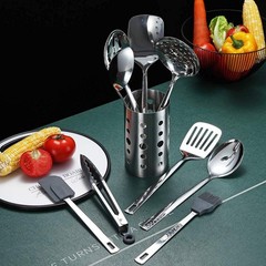 Stainless Steel Cooking Utensils Set, Berglander 13 A. 13 Pieces, Silver