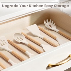 Silicone Cooking Utensils Set, 38 PCS Kitchen Utensils Set for 446°F H