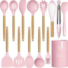 Silicone Cooking Utensils Kitchen Utensil Set – 446°F Heat Resistant Silicone Ki