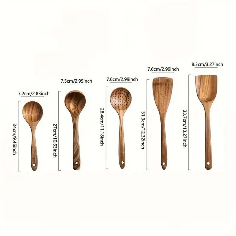 Wooden Kitchen Utensil Set – Natural Cooking Tools for Stirring & Serving