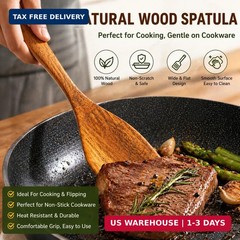 Natural Acacia Wood Spatula Set 2 Pack Non Stick Cooking Kitchen Utensil Tools