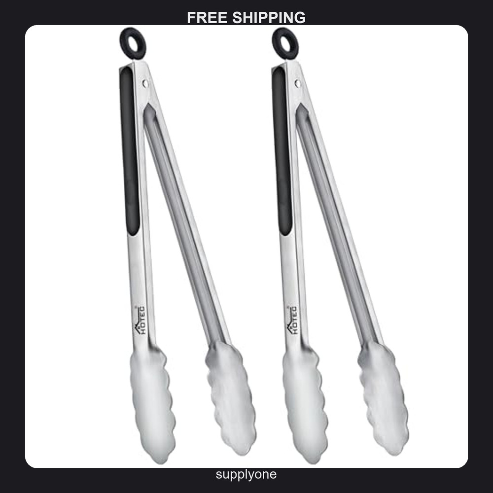 2 Pack Hotec 12 Inch Stainless Steel Locking Kitchen Tongs