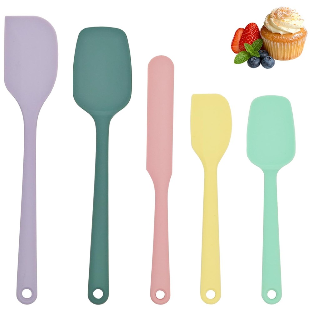 5 Pack Non Stick Silicone Spatula Set Heat Resistant for Baking Cooking Mixing