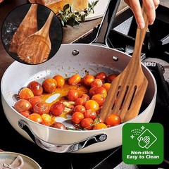 Natural Teak Kitchen Cooking Utensil Set with Holder, Wooden Spoons for Cooki…