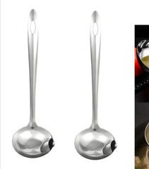 2PCS Stainless Steel Soup Ladle Set with Pour Spout, Silver, Solid Pattern