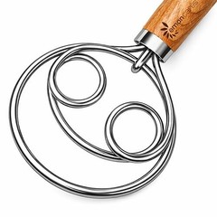 Danish Dough Whisk for Sourdough Bread – Stainless Steel Dutch Bread 2 Eyes 1.0