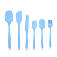 New 6 Piece Silicone Kitchen Utensil Set with Spatulas Scrapers and Oil Brush