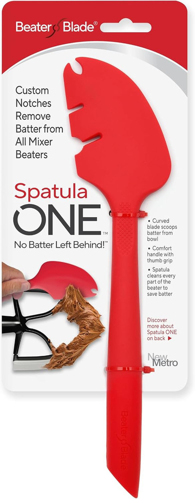 Silicone Spatula ONE Mixer Beater Scraper and Spatula, Cherry Red