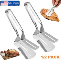 1/2× Kitchen Stainless Steel Steak Clamp Food Clip Tongs Meat BBQ Cooking Tool