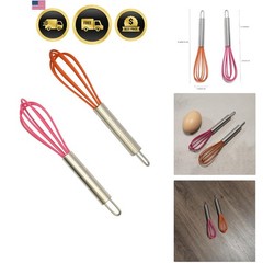 Mini Whisks 6 inch 2Pcs Stainless Whisk+silica gel, Hand Egg Mixer for Flour …