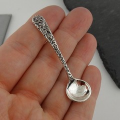 2″ Sterling Silver Floral Daisy Salt Spoon or Mustard Spoon, Polished Round B…