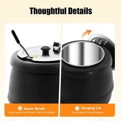 10L Commercial Electric Soup Kettle Warmer Restaurant Countertop Pot