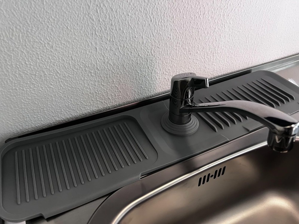 24 Inch Longer Silicone Sink Faucet Mat – Fast Self-Draining Bathroom & Kitchen