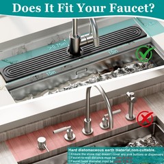 Stone Faucet Mat for Kitchen Sink – Quick Dry Diatomite Sink Splash Guard, Pr…