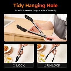 3 Packs Non Stick Kitchen Tongs with Silicone Tip for Cooking BBQ Baking 9″
