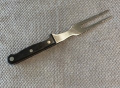 Meat Fork 10.5” Plastic Wood Handle Stainless Steel Japan Contour Handle