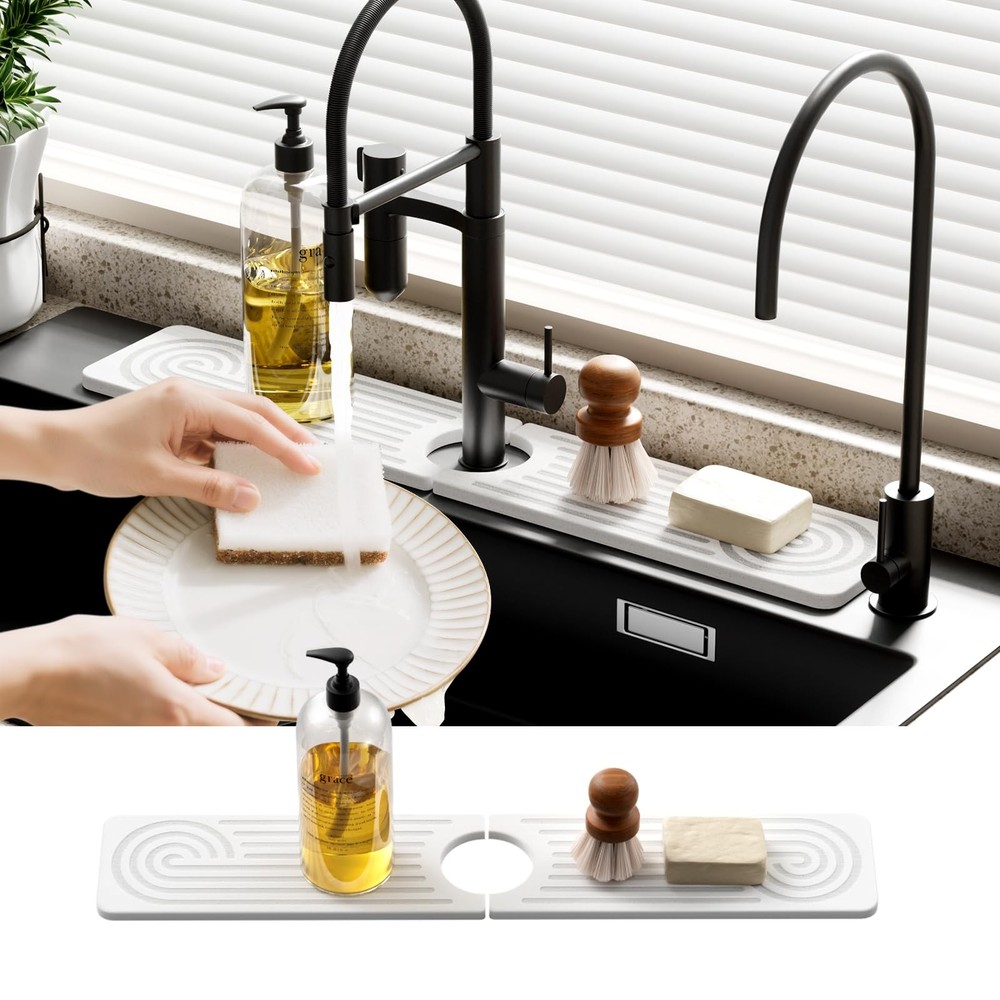 Quick Dry Sink Splash Guard – 15.8″ Quick Drying Diatomite Earth Faucet Mat