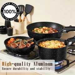 21Pcs Pots and Pans Set Non Stick, Nonstick Ceramic Cookware Sets Detachable Han