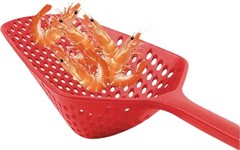 4.8″ Solid Red Food Grade Silicone Spider Skimmer Ladle Kitchen Pasta Strainer