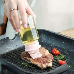 For Baking BBQ Liquid Gadgets Portable Oil Bottle with Brush Silicone Barbecue