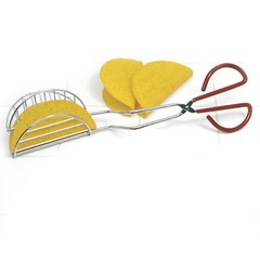 Taco Shell Fry Tongs Stainless Steel Tortilla Maker with Red Handle
