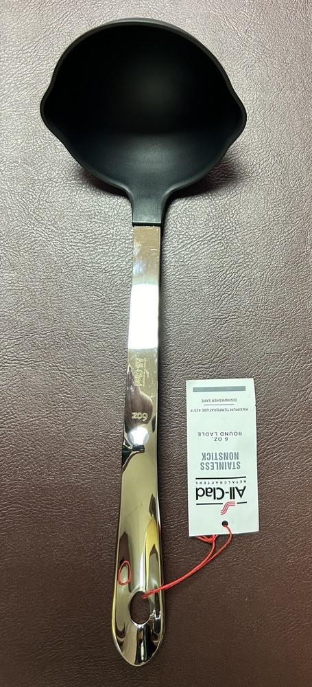 All-Clad Stainless Steel 6 oz. Round Ladle, Black Silver Brand New With Tags