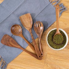 WOOD UTENSILS SET FOR COOKING TEAK WOODEN UTENSILS SET WOOD SPATULA FOR NONSTICK