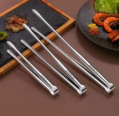 Stainless Steel Kitchen Tongs Serving Grill BBQ Food Clip Salad Ice Saw Tooth Gr