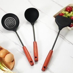 3Pcs Black Silicone Wok Tools Heat Resistant Non Stick Kitchen Utensils