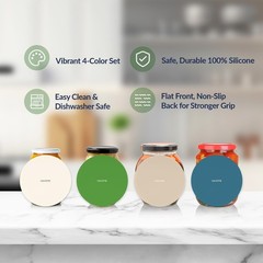 NIHOME Silicone Jar Opener – 6 Inch Round Shape, Forest Color Palette-4pcs