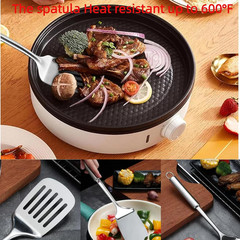 Silver Spatula Set, 13.5-inch Stainless Steel Solid & Slotted Spatula Turner, He