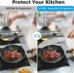 Splatter Screen for Frying Pan – 9.8″ 11.4″ 13″ Stainless Steel Fine Mesh Grease
