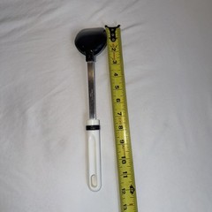 Vintage Serving Basting Spoon Black Plastic Stainless Steel 12.25” Unbranded