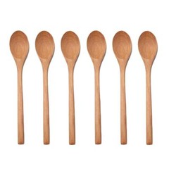 6PCS -Wood Spoons Soup Eco Friendly Japanese Tableware Natural Wooden USA Seller