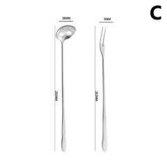 2pcs Stainless Steel Pickle Fork & Spoon Long Handle Set