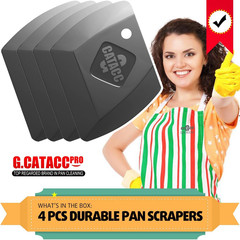 4-Pack Pan Scrapers, Durable Plastic Dish Scraper Tool for Kitchen Cast Iron Pot