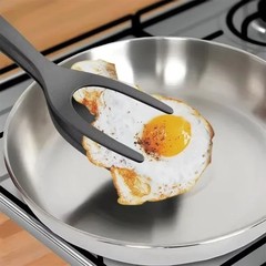 2 in 1 Egg Flipper Spatula Tongs Set Grip & Flip Spatula Tong Non-Stick NEW