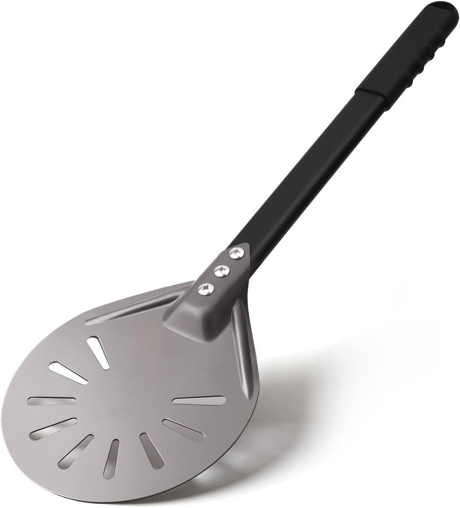 Pizza Turning Peel 6 Inch round Aluminum Perforated Pizza Peel Turner with Metal