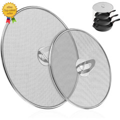 2-Pack Splatter Screens for Frying Pan – Stainless Steel Grease Splatter Guard w