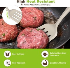 Pack of 2 Silicone Spatula Set with Elegant Wooden Handle, Heat Resistant Solid