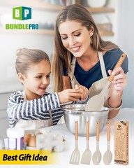Pack of 4 Silicone Cooking Utensils Set, Non Stick Solid Spatulas and Heat Re…