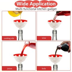 Silicone Mushroom Funnel, Small Kitchen Funnels for Filling Red, white