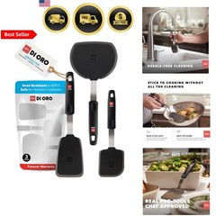 Silicone Spatulas Set Kitchen Turners Nonstick Heat-Resistant Safe 3pc